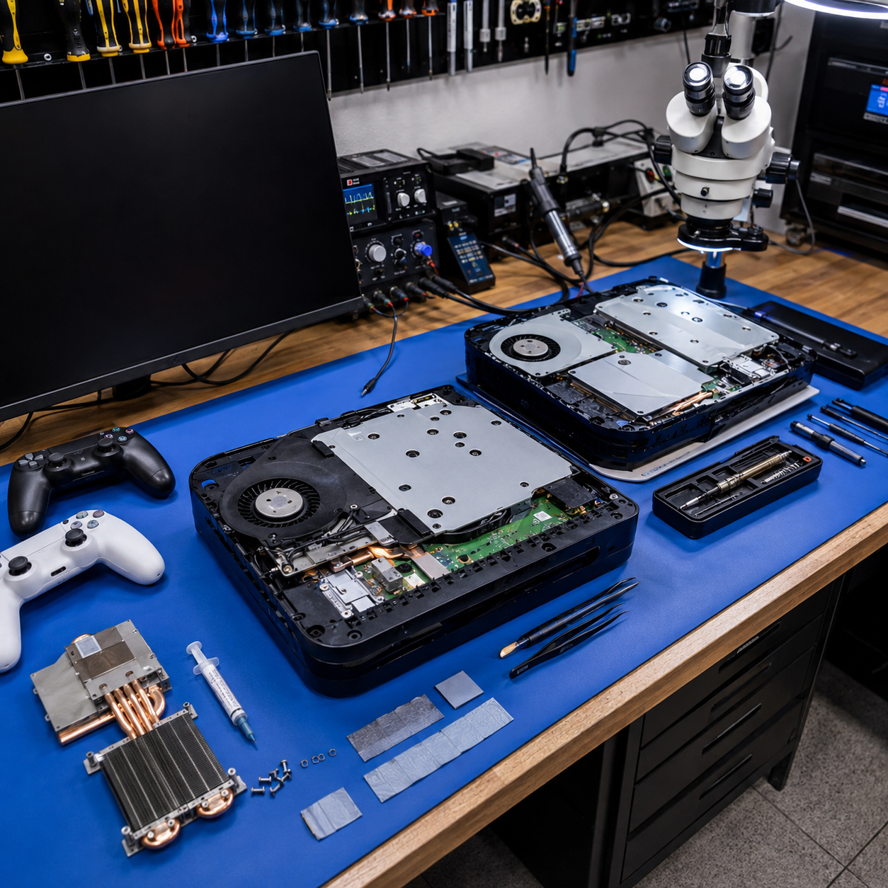 Notebook abierta para diagnóstico y reparación